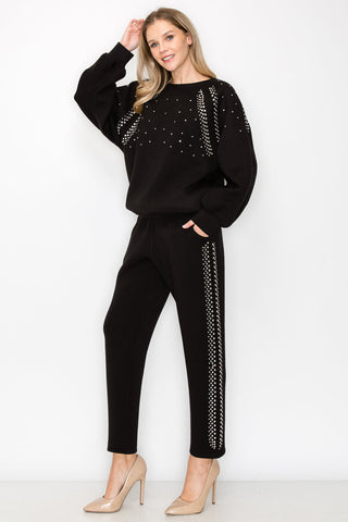 Finna Studded Stretch Scuba Pants