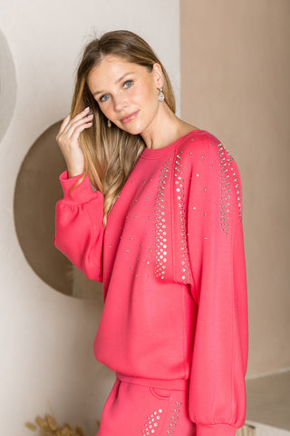 Fredericka Studded Stretch Scuba Top