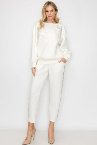 Fredericka Studded Stretch Scuba Top
