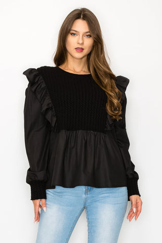 Stella Top with Knit & Woven Combo
