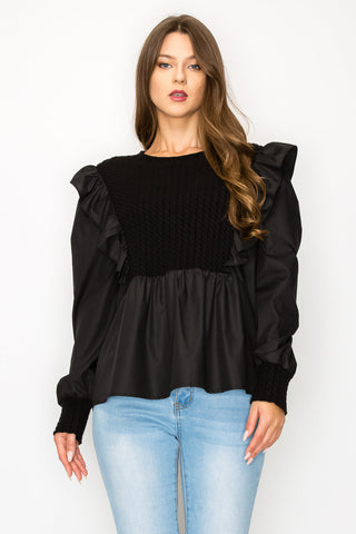 Stella Top with Knit & Woven Combo