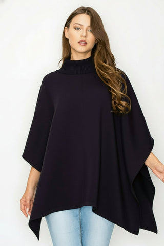 Fergie Stretch French Scuba Poncho with Ribbed Knit Mock Neck