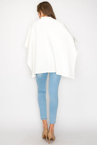 Fergie Stretch French Scuba Poncho with Ribbed Knit Mock Neck
