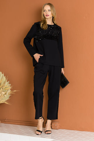 Kenna Knit Pant with Sequin Sparkles
