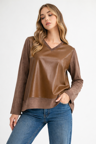 Annabelle Suede Top with Leather