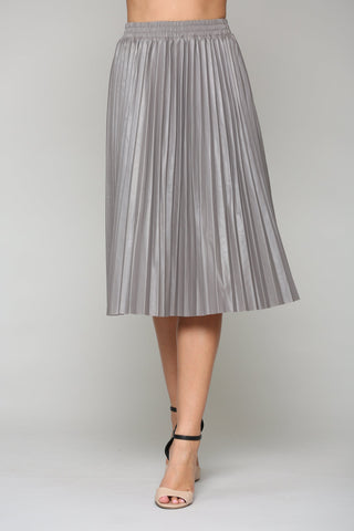 Lisa Pleated Leather Skirt
