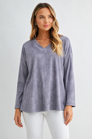 Andrea Stretch Suede Top