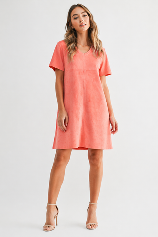 Audrey Suede V Neck with Pockets