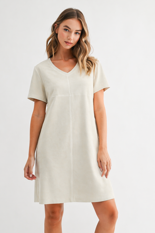 Audrey Suede V Neck with Pockets