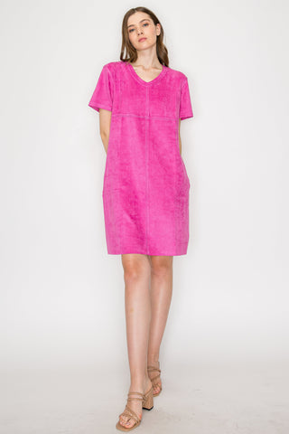 Audrey Suede V Neck with Pockets