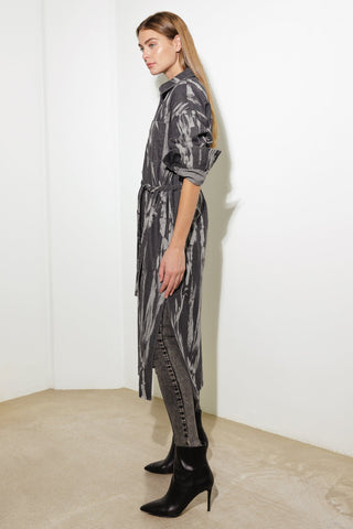 HERE & NOW WOVEN DENIM MIDI SHIRT DRESS