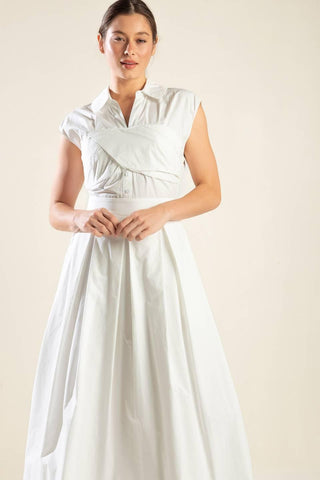 DREAMY IMPRESSION WOVEN MIDI DRESS