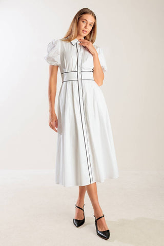 IN THE BREEZE WHITE WOVEN MIDI DRESS