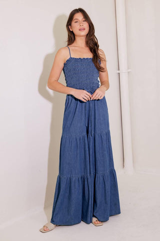 FEELING FREE INDIGO DENIM JUMPSUIT