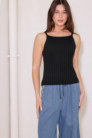BIT OF SUNSHINE BLACK SWEATER KNIT TANK TOP