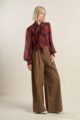LOVELY INTUITION WOVEN PLAID TOP