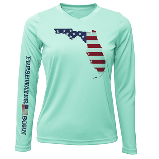 State of Florida USA Freshwater Born Women's Long Sleeve UPF 50+ Dry-Fit Shirt