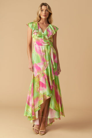 LA BEBE WOVEN SATIN MAXI DRESS