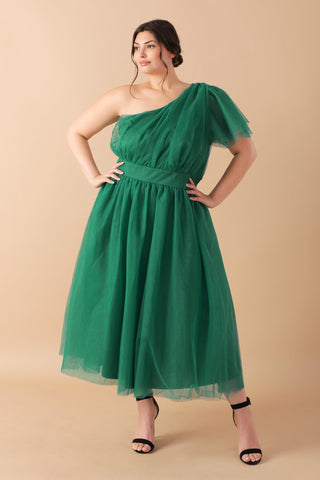 LIVELY CHARM TULLE MIDI DRESS