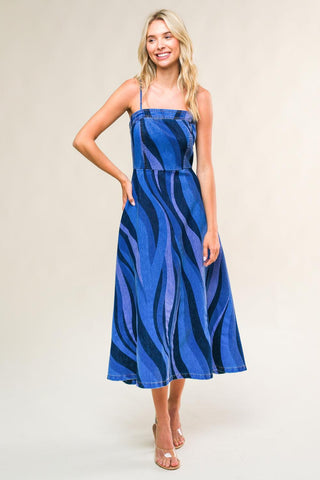 PATRIOTIC PRINCESS DENIM MIDI DRESS