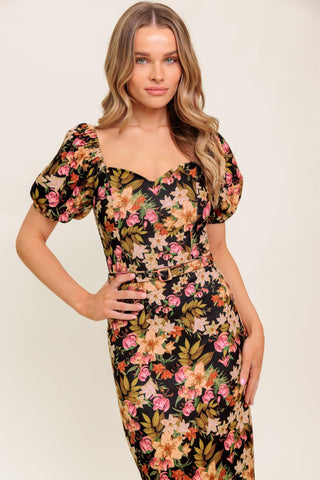 SWEET AT HEART WOVEN MIDI DRESS