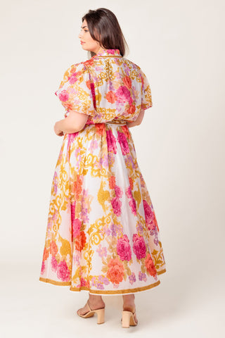 MAKING IT RIGHT IVORY FLORAL WOVEN MIDI DRESS