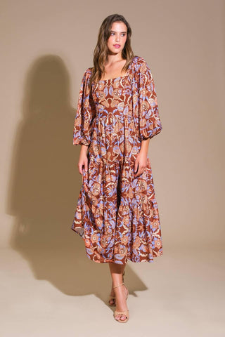 KEEPPING TABS WOVEN MIDI DRESS