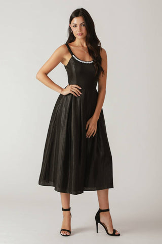 FLUTTERING FIELDS WOVEN MIDI DRESS