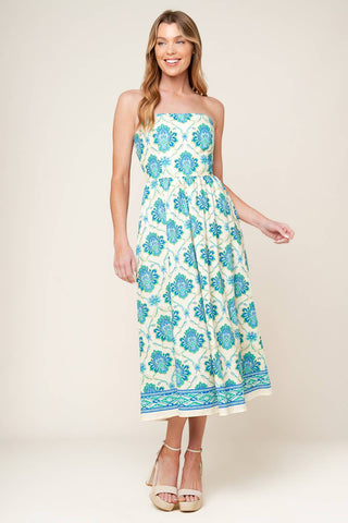 THRIVING POISE WOVEN MIDI DRESS