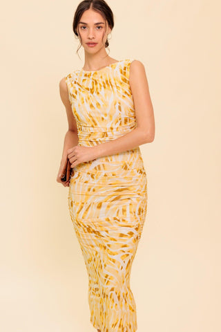 SWEET AS EVER POWER MESH BODYCON MIDI DRESS