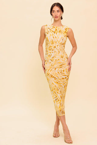 SWEET AS EVER POWER MESH BODYCON MIDI DRESS