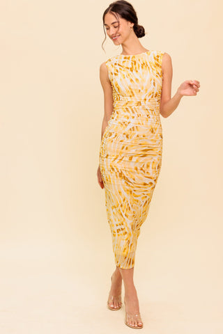SWEET AS EVER POWER MESH BODYCON MIDI DRESS