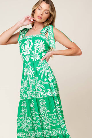 SWEET LIKE GREEN WOVEN MAXI DRESS