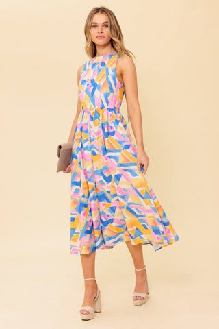 PATTON PARK BLUE WOVEN MIDI DRESS