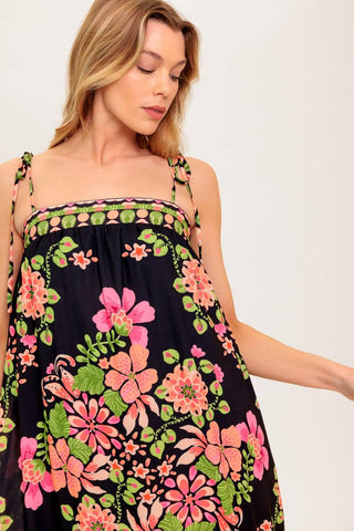 SUMMER GLOW BLACK WOVEN MAXI DRESS