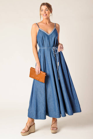 HEARTFELT MOMENT DENIM MIDI DRESS