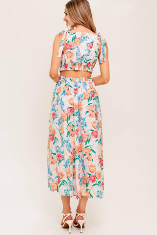 WHISPERING FLORA WOVEN MIDI DRESS