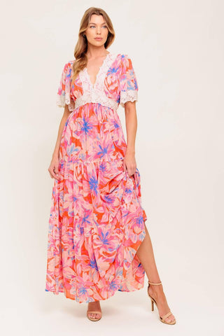 MINIMAL BLOOM WOVEN MAXI DRESS