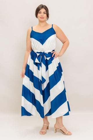 RADIANT HEART NAVY WOVEN MIDI DRESS