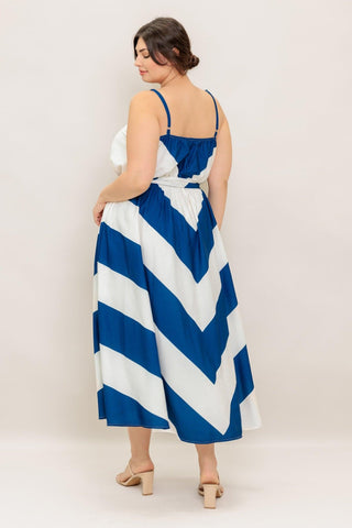RADIANT HEART NAVY WOVEN MIDI DRESS