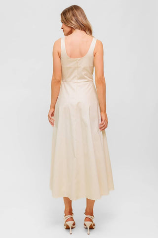 OCEAN SHEEN TENDER CREAM WOVEN MIDI DRESS