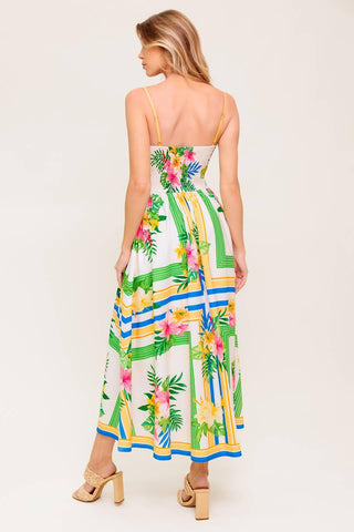 FLORAL HARMONY WOVEN MIDI DRESS