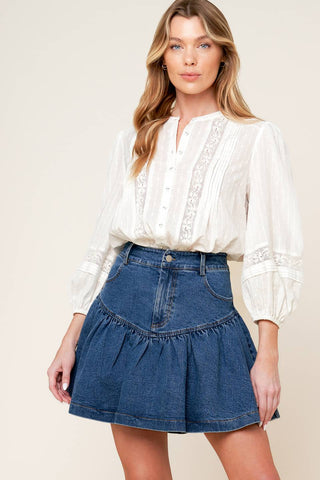 FENICIA INDIGO DENIM MINI SKORT
