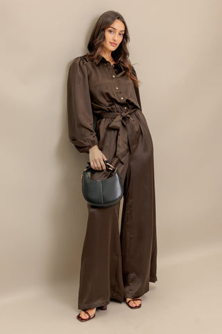 ESPRESSO WHISPER WOVEN JUMPSUIT