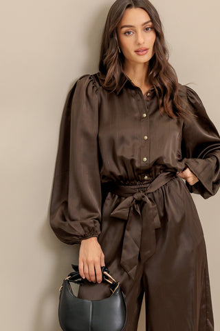 ESPRESSO WHISPER WOVEN JUMPSUIT