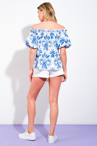 DIVIDE AND CONTOUR WOVEN TOP