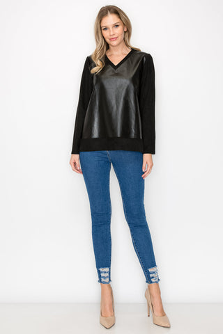 Annabelle Suede Top with Leather