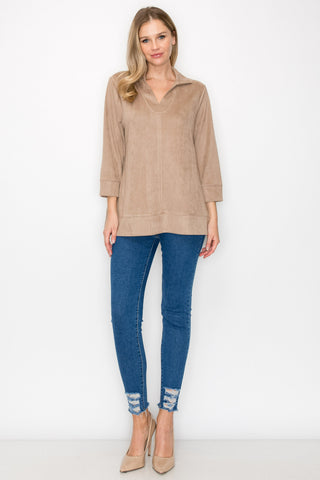 Addison Stretch Suede Top