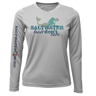 Key West, FL "Saltwater Hair...Don't Care" Women's Long Sleeve UPF 50+ Dry-Fit Shirt