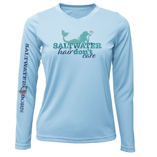 Key West, FL "Saltwater Hair...Don't Care" Women's Long Sleeve UPF 50+ Dry-Fit Shirt
